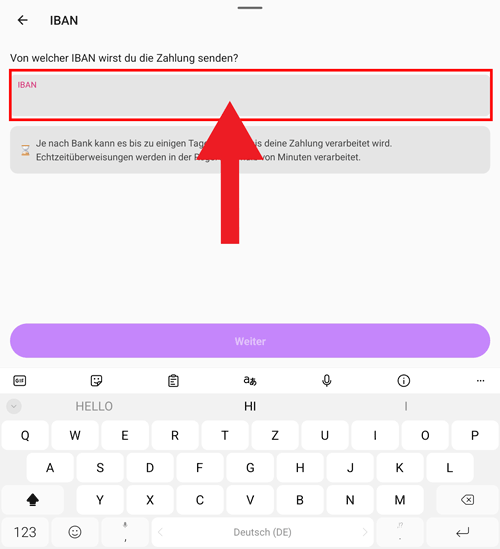 IBAN angeben