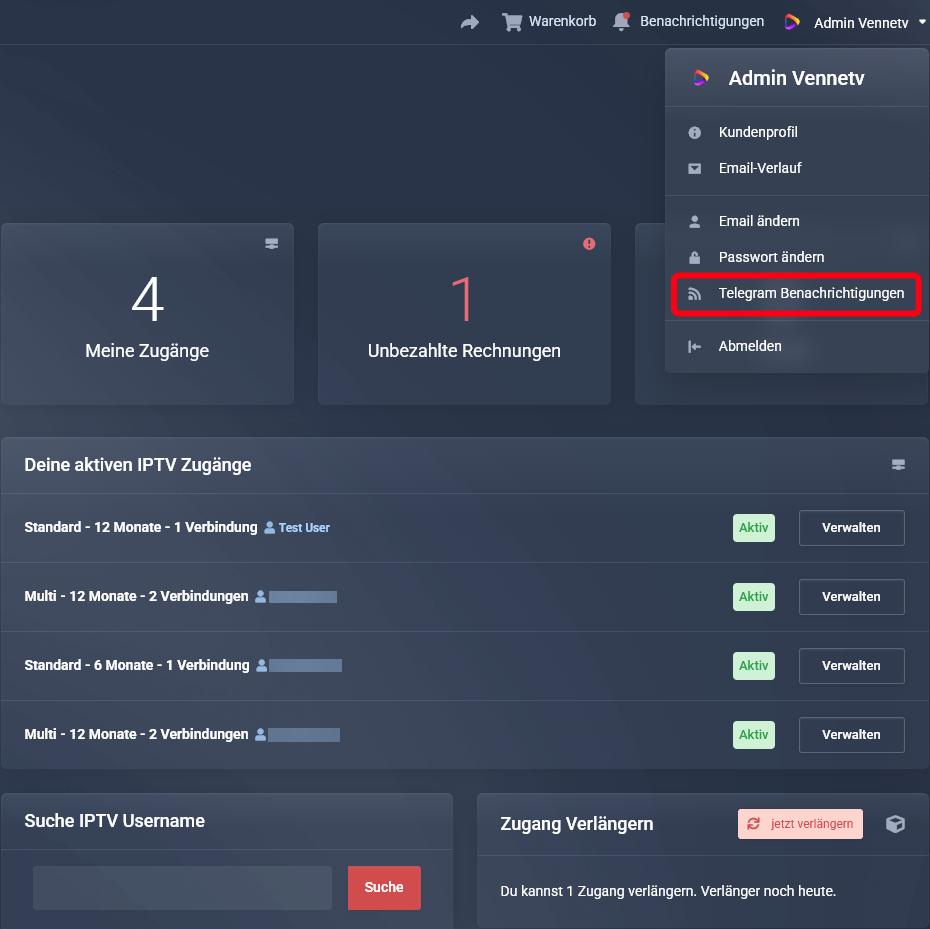 Telegram-Benachrichtigung starten