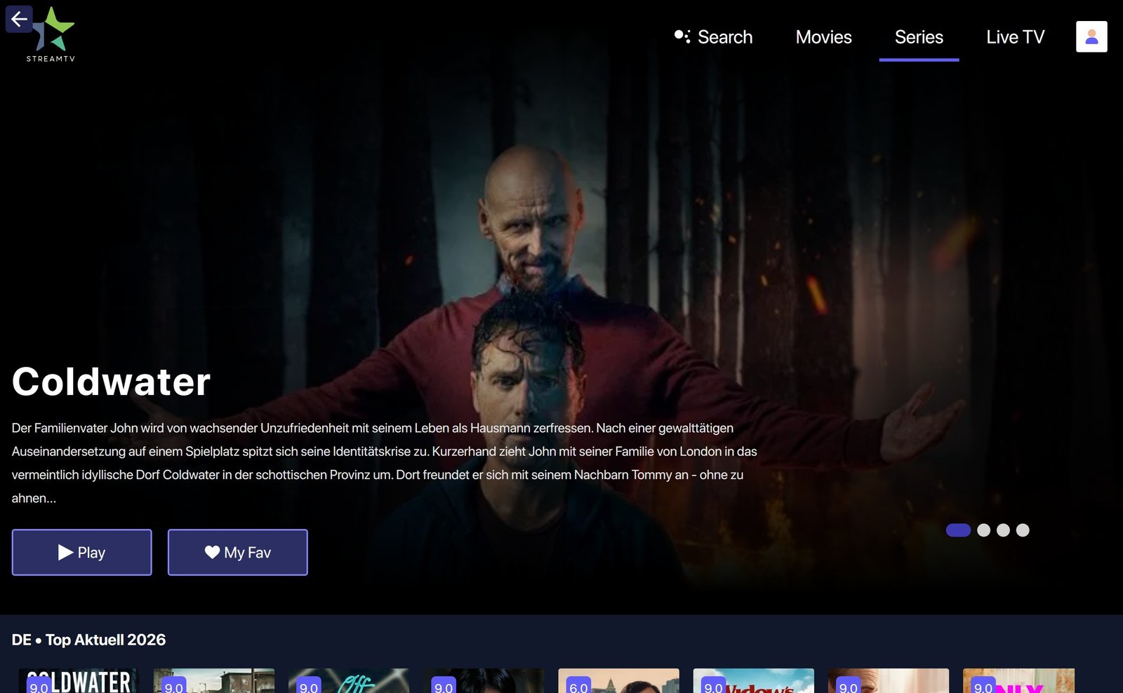 VenneTV PC-Player – Account-Menü